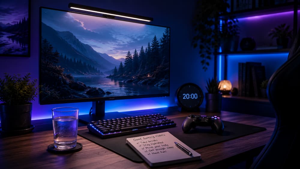 Ilustrație originală pentru articolul 144 Hz fără confuzie: cum simți diferența și ce verifici înainte să alegi monitorul